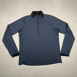 REI Co-Op Shirt Mens Large Blue 1/4 Zip Pullover Performance Stretch Preppy Logo